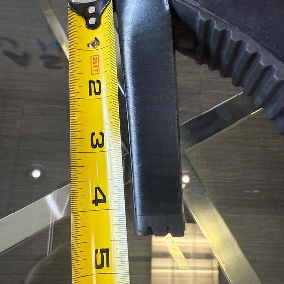 JLo Jennifer Lopez black suede platform high heels front gold chain size 6M - Picture 12 of 15